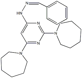 benzaldehyde [2,6-di(1-azepanyl)-4-pyrimidinyl]hydrazone Struktur