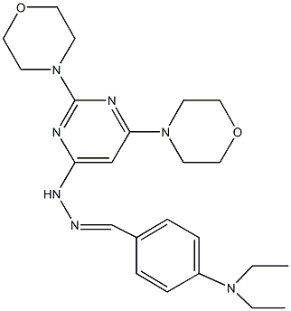 4-(diethylamino)benzaldehyde (2,6-dimorpholin-4-ylpyrimidin-4-yl)hydrazone Struktur