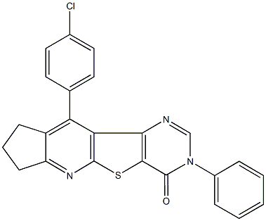 10-(4-chlorophenyl)-3-phenyl-8,9-dihydro-3H-cyclopenta[5',6']pyrido[3',2':4,5]thieno[3,2-d]pyrimidin-4(7H)-one Struktur