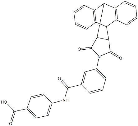 4-{[3-(16,18-dioxo-17-azapentacyclo[6.6.5.0~2,7~.0~9,14~.0~15,19~]nonadeca-2,4,6,9,11,13-hexaen-17-yl)benzoyl]amino}benzoic acid Struktur