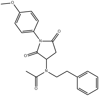 N-[1-(4-methoxyphenyl)-2,5-dioxo-3-pyrrolidinyl]-N-(2-phenylethyl)acetamide Struktur