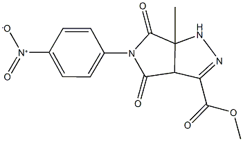 methyl 5-{4-nitrophenyl}-6a-methyl-4,6-dioxo-1,3a,4,5,6,6a-hexahydropyrrolo[3,4-c]pyrazole-3-carboxylate Struktur