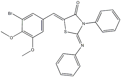 5-(3-bromo-4,5-dimethoxybenzylidene)-3-phenyl-2-(phenylimino)-1,3-thiazolidin-4-one Struktur