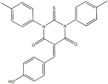 5-(4-hydroxybenzylidene)-1,3-bis(4-methylphenyl)-2-thioxodihydro-4,6(1H,5H)-pyrimidinedione Struktur