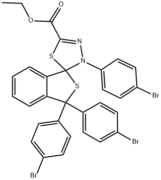 ethyl 1,1,4'-tris(4-bromophenyl)-1,3,4',5'-tetrahydrospiro(2-benzothiophene-3,5'-[1,3,4]-thiadiazole)-2'-carboxylate Struktur