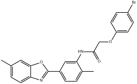 2-(4-bromophenoxy)-N-[2-methyl-5-(6-methyl-1,3-benzoxazol-2-yl)phenyl]acetamide Struktur