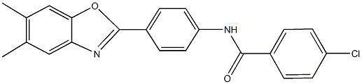 4-chloro-N-[4-(5,6-dimethyl-1,3-benzoxazol-2-yl)phenyl]benzamide Struktur