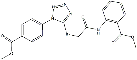 methyl 2-{[({1-[4-(methoxycarbonyl)phenyl]-1H-tetraazol-5-yl}sulfanyl)acetyl]amino}benzoate Struktur