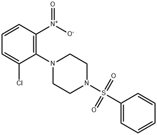 1-{2-chloro-6-nitrophenyl}-4-(phenylsulfonyl)piperazine Struktur