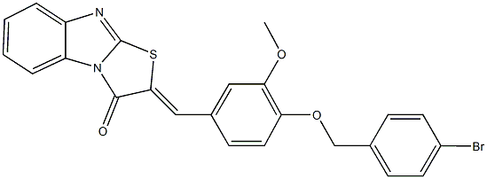 2-{4-[(4-bromobenzyl)oxy]-3-methoxybenzylidene}[1,3]thiazolo[3,2-a]benzimidazol-3(2H)-one Struktur