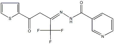 N'-[3-oxo-3-(2-thienyl)-1-(trifluoromethyl)propylidene]nicotinohydrazide Struktur