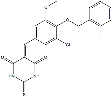 5-{3-chloro-5-methoxy-4-[(2-methylbenzyl)oxy]benzylidene}-2-thioxodihydro-4,6(1H,5H)-pyrimidinedione Struktur