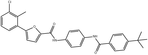 N-{4-[(4-tert-butylbenzoyl)amino]phenyl}-5-(3-chloro-2-methylphenyl)-2-furamide Struktur