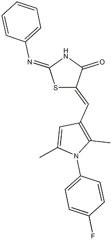 5-{[1-(4-fluorophenyl)-2,5-dimethyl-1H-pyrrol-3-yl]methylene}-2-(phenylimino)-1,3-thiazolidin-4-one Struktur