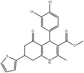 methyl 4-(3,4-dichlorophenyl)-2-methyl-5-oxo-7-thien-2-yl-1,4,5,6,7,8-hexahydroquinoline-3-carboxylate Struktur