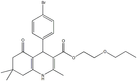 2-propoxyethyl 4-(4-bromophenyl)-2,7,7-trimethyl-5-oxo-1,4,5,6,7,8-hexahydro-3-quinolinecarboxylate Struktur