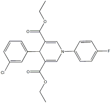 diethyl 4-(3-chlorophenyl)-1-(4-fluorophenyl)-1,4-dihydro-3,5-pyridinedicarboxylate Struktur