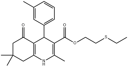 2-(ethylsulfanyl)ethyl 2,7,7-trimethyl-4-(3-methylphenyl)-5-oxo-1,4,5,6,7,8-hexahydro-3-quinolinecarboxylate Struktur