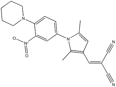 2-[(1-{3-nitro-4-piperidin-1-ylphenyl}-2,5-dimethyl-1H-pyrrol-3-yl)methylene]malononitrile Struktur