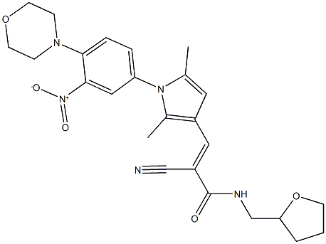 2-cyano-3-{1-[3-nitro-4-(4-morpholinyl)phenyl]-2,5-dimethyl-1H-pyrrol-3-yl}-N-(tetrahydro-2-furanylmethyl)acrylamide Struktur