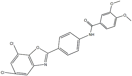 N-[4-(5,7-dichloro-1,3-benzoxazol-2-yl)phenyl]-3,4-dimethoxybenzamide Struktur