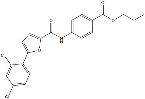 propyl 4-{[5-(2,4-dichlorophenyl)-2-furoyl]amino}benzoate Struktur