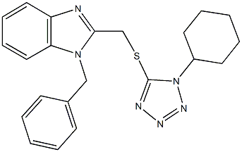 (1-benzyl-1H-benzimidazol-2-yl)methyl 1-cyclohexyl-1H-tetraazol-5-yl sulfide Struktur