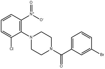 1-(3-bromobenzoyl)-4-{2-chloro-6-nitrophenyl}piperazine Struktur