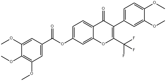 3-(3,4-dimethoxyphenyl)-4-oxo-2-(trifluoromethyl)-4H-chromen-7-yl 3,4,5-trimethoxybenzoate Struktur