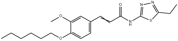 N-(5-ethyl-1,3,4-thiadiazol-2-yl)-3-[4-(hexyloxy)-3-methoxyphenyl]acrylamide Struktur