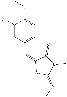 5-(3-chloro-4-methoxybenzylidene)-3-methyl-2-(methylimino)-1,3-thiazolidin-4-one Struktur