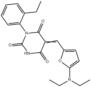 5-{[5-(diethylamino)-2-furyl]methylene}-1-(2-ethylphenyl)-2,4,6(1H,3H,5H)-pyrimidinetrione Struktur