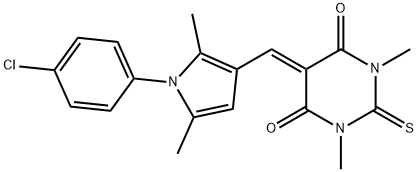 5-{[1-(4-chlorophenyl)-2,5-dimethyl-1H-pyrrol-3-yl]methylene}-1,3-dimethyl-2-thioxodihydropyrimidine-4,6(1H,5H)-dione Struktur