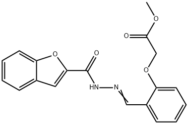 methyl {2-[2-(1-benzofuran-2-ylcarbonyl)carbohydrazonoyl]phenoxy}acetate Struktur