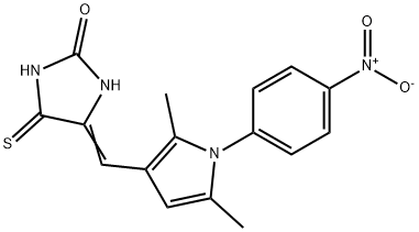 4-[(1-{4-nitrophenyl}-2,5-dimethyl-1H-pyrrol-3-yl)methylene]-5-thioxo-2-imidazolidinone Struktur