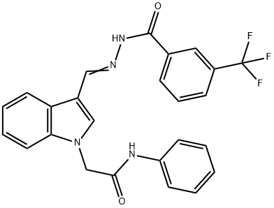 N-phenyl-2-(3-{2-[3-(trifluoromethyl)benzoyl]carbohydrazonoyl}-1H-indol-1-yl)acetamide Struktur