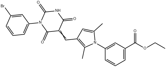 ethyl 3-{3-[(1-(3-bromophenyl)-2,4,6-trioxotetrahydro-5(2H)-pyrimidinylidene)methyl]-2,5-dimethyl-1H-pyrrol-1-yl}benzoate Struktur