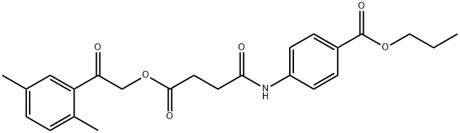 propyl 4-({4-[2-(2,5-dimethylphenyl)-2-oxoethoxy]-4-oxobutanoyl}amino)benzoate Struktur