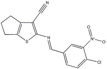 2-({4-chloro-3-nitrobenzylidene}amino)-5,6-dihydro-4H-cyclopenta[b]thiophene-3-carbonitrile Struktur