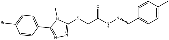 2-{[5-(4-bromophenyl)-4-methyl-4H-1,2,4-triazol-3-yl]sulfanyl}-N'-(4-methylbenzylidene)acetohydrazide Struktur