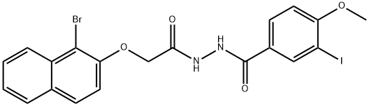 N'-{[(1-bromo-2-naphthyl)oxy]acetyl}-3-iodo-4-methoxybenzohydrazide Struktur