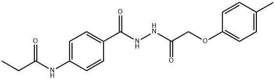 N-[4-({2-[(4-methylphenoxy)acetyl]hydrazino}carbonyl)phenyl]propanamide Struktur