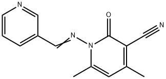 4,6-dimethyl-2-oxo-1-[(3-pyridinylmethylene)amino]-1,2-dihydro-3-pyridinecarbonitrile Struktur