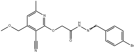 N'-(4-bromobenzylidene)-2-{[3-cyano-4-(methoxymethyl)-6-methyl-2-pyridinyl]oxy}acetohydrazide Struktur