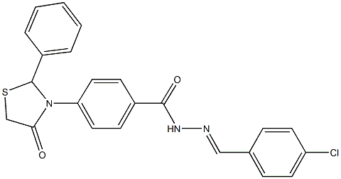 N'-(4-chlorobenzylidene)-4-(4-oxo-2-phenyl-1,3-thiazolidin-3-yl)benzohydrazide Struktur