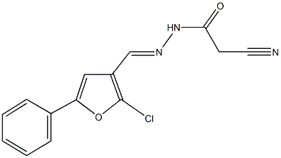 N'-[(2-chloro-5-phenyl-3-furyl)methylene]-2-cyanoacetohydrazide Struktur