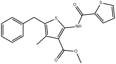 methyl 5-benzyl-4-methyl-2-[(2-thienylcarbonyl)amino]-3-thiophenecarboxylate Struktur