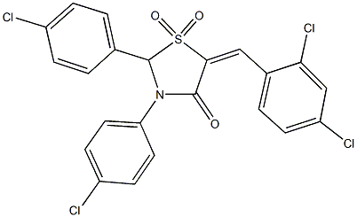 2,3-bis(4-chlorophenyl)-5-(2,4-dichlorobenzylidene)-1,3-thiazolidin-4-one 1,1-dioxide Struktur