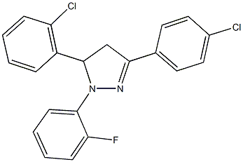 5-(2-chlorophenyl)-3-(4-chlorophenyl)-1-(2-fluorophenyl)-4,5-dihydro-1H-pyrazole Struktur