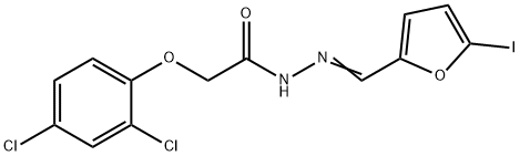 2-(2,4-dichlorophenoxy)-N'-[(5-iodo-2-furyl)methylene]acetohydrazide Struktur